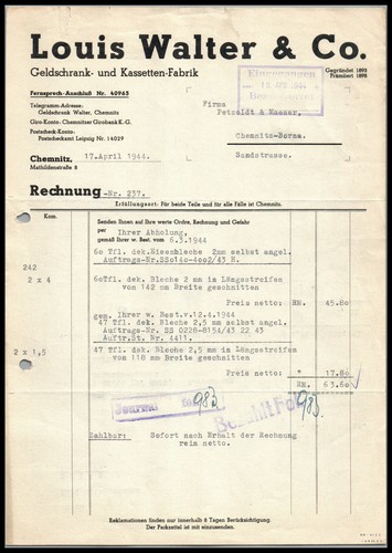 Alte rechnung louis - rechnung, walter
