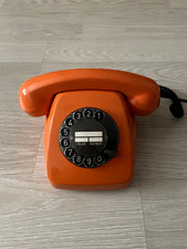 Telefon mit Wählscheibe kabelgebunden, orange, mit Verdrahtungskabel