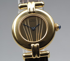 Vintage [Exc+5] Cartier Must Colisee Vermeil 590002 Gold Braun Damen Qz Uhr