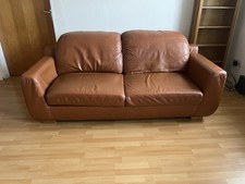 Cognacfarbene  Echtleder-Couch Vintage Retro Design