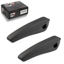 2x Armrest Faux Leather Black