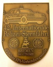 Plakette 42. Internationale Polizei Sternfahrt Bremen 1988 IPA Verbindungsstelle