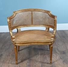 Französischer Caned Bergere Sessel vergoldet Salon 1880 Louis XVI