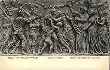 National-Denkmal NIEDERWALD bei Rüdesheim ~1900/10 Relief "Die Heimkehr" alte AK