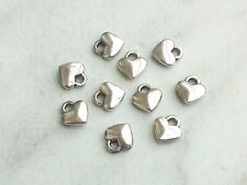 10x  Anhänger Herz 8mm Charm Herzchen Silberfarben Schmuck Deko Perlen Basteln