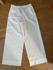 Leinen Marlene Hose M H&M Weiß Weit Bequem 38/40 Linen Blend High Waist