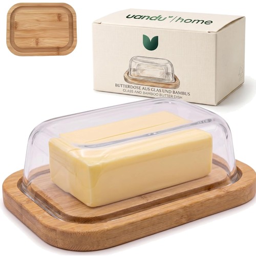 Butterdose glas bambus 250g - glas,