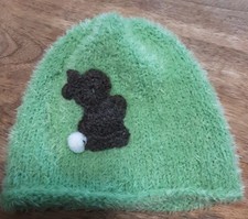 Mütze, Baby, grün + Hase, Ku 39 cm
