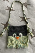 #021# Beuteltasche Umhängetasche Tasche für Mädchen Motiv Eule gestrickt