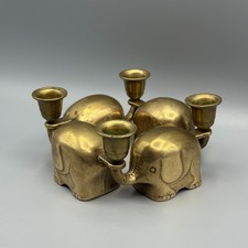 4 x Elefant Kerzenständer Messing Set Vintage Kerzenhalter Elefantenparade gold