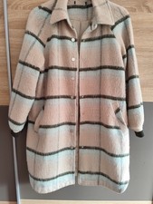Plaid Mantel Gr.L mintgrün 2 Taschen Knöpfe Innenfutter Jacke warm Fleece 