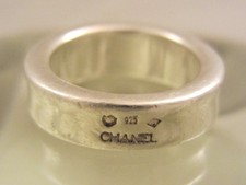 CHANEL CC RING 925'er STERLING SILBER BAND GEWÖLBT MODE FASHION DESIGNER 53 Ø17