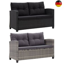 2-Sitzer Gartensofa Polyrattan Schwarz Gartenmöbel Couch Sofa Garnitur Lounge