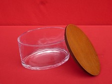 glas bonboniere mit  Holzdeckel