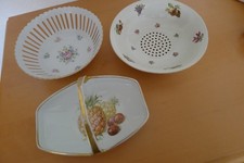 3 x Schalen, Henkelschale,  Durchbruchschale, Obstwäscher , Porzellan, alt,
