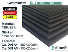 Ölbeständige Benzinbeständige Gummimatte - DIN A4 A5 - 1 bis 20 mm stark NBR/SBR