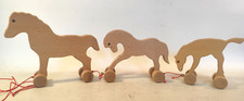 Ziehtier Pferd Nachziehtier Holzspielzeug 3 Pferde Erzgebirge OVP