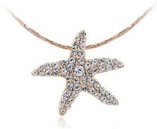 Halskette Rose Gold Strass Marine Modeschmuck klein Seestern NEU18K Gold Plated