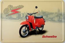 Blechschild Schild 20x30 cm - Simson Schwalbe rot DDR Moped