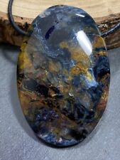 UNIKAT Pietersit Cabochon Anhänger gebohrt Heilstein mit Band TOP Qualität