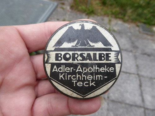 Alte blechdose borsalbe - blechdose,