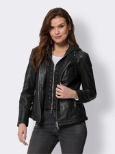 Jacke schwarz 38 Damen Heine Lederjacke mit abzippbarer Kapuze UVP:229€ -.2950