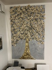 Bild 3D Gold Blattgold 127x83cm  Kunstharz Blumen Baum 100% Handarbeit Unikat
