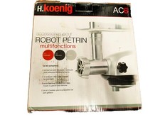 H.Koenig AC6 Zubehör KM60 Küchenmaschine Fleischwolf + Reiben Etc. NEU Silber 