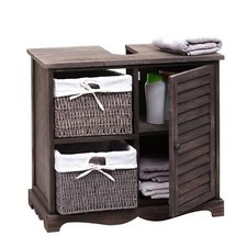 B-Ware Waschbeckenunterschrank MCW-H20, Korb-Schublade 60x65x31cm grau-braun