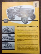 Original Hela D218 Schlepper Prospekt - Traktor  - Hermann Lanz Verkaufsprospekt