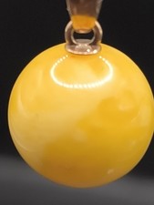 Vintage Honig Bernstein Kugel Anhänger Double Vergoldet Kette 58cm UdSSR 1970 