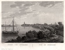 Düsseldorf Gesamtansicht Original Kupferstich Schnell 1825