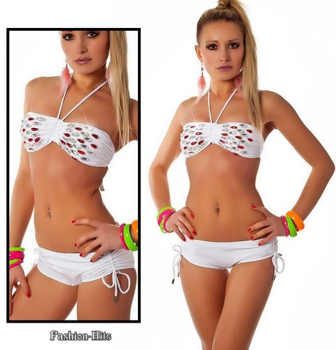 Bikini weiß 34 glitzer - weiß,