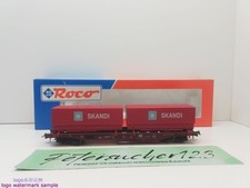 Roco H0 DC 47013 Einheitstaschenwagen + Container "SKANDI" / Sdkms707 / NEM / DB