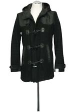 Diesel Herren Dufflecoat Mantel S schwarz uni Kapuze Wollstoff mit Wolle