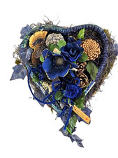 Grabschmuck Künstliche Blumen Grabgesteck Herz Blau Christrosen Friedhof Gedenke