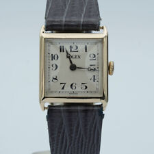 ROLEX CELINI DAMEN UHR 20MM 10K 375 GOLD VINTAGE MIT LEDER BAND HANDAUFZUG