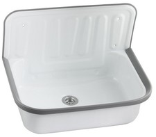 Ausgussbecken aus Stahl weiß