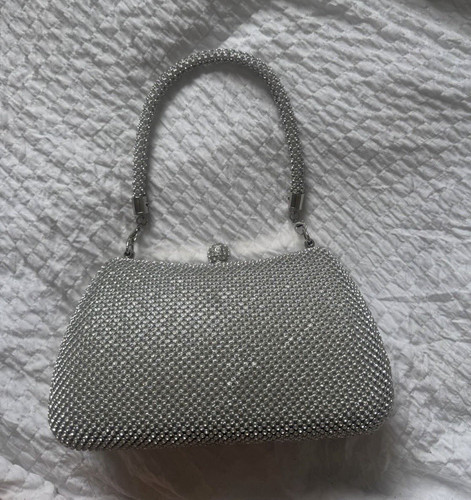 Elegante silberne abendtasche - silberne,
