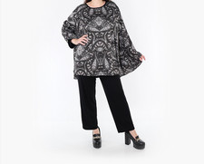 Tunika Shirt 593 Lagenlook AKH  grau-schwarz Jersey NEU 46 48 50 52 54 56 58 60+