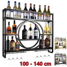 Wandmontierte Weinregal Flaschenhalter Display Weinbecherhalter Metall 100-140cm