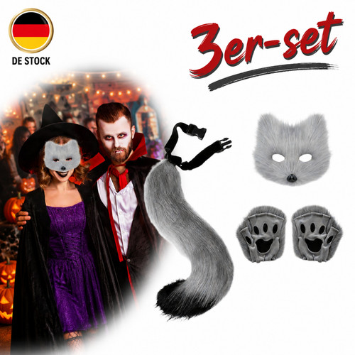 Fuchs kostüm 3er set maske - 3er-set,