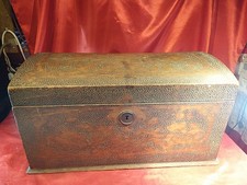 Antike Schatztruhe Holztruhe Holzkiste Truhe Holz Florale Brandmalerei (5763)