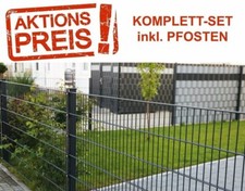 10m Doppelstabmattenzaun 1m Höhe Pfosten mit Abdeckleiste 6/5/6 Zaun