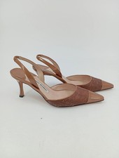 MANOLO BLAHNIK Slingback Pumps Damen 38 Braun Elegant Klassisch 8cm Absatz
