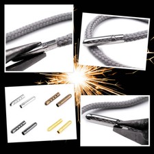 7)  4 x Kordel Endstück Metall ø innen 3 mm Schnur Band Hoodie Tasche Kapuze