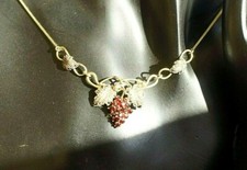 Collier Kette Trachten Hochzeit Granat Gold  Art Deco Jugendstil  Antik