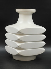 Steuler Facette Cari Zalloni Blumenvase Vase 324 Keramik weiß Vintage H 40 cm