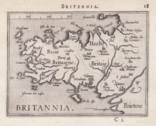 Bretagne Brest Rennes Quimper France carte map Karte Ortelius engraving 1588