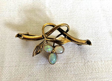 Jugendstil Brosche 585 Gelbgold mit Opalen